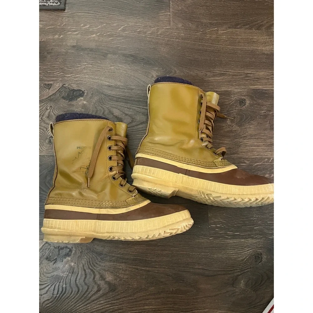 Vintage Sorel Premium Men Winter Boots Made in Canada Brown Leather Duck Pac
